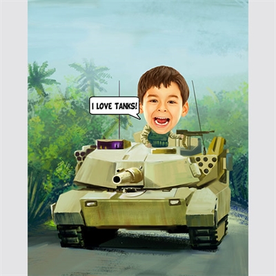 Tank Driver Caricature from Photo - myDaVinci